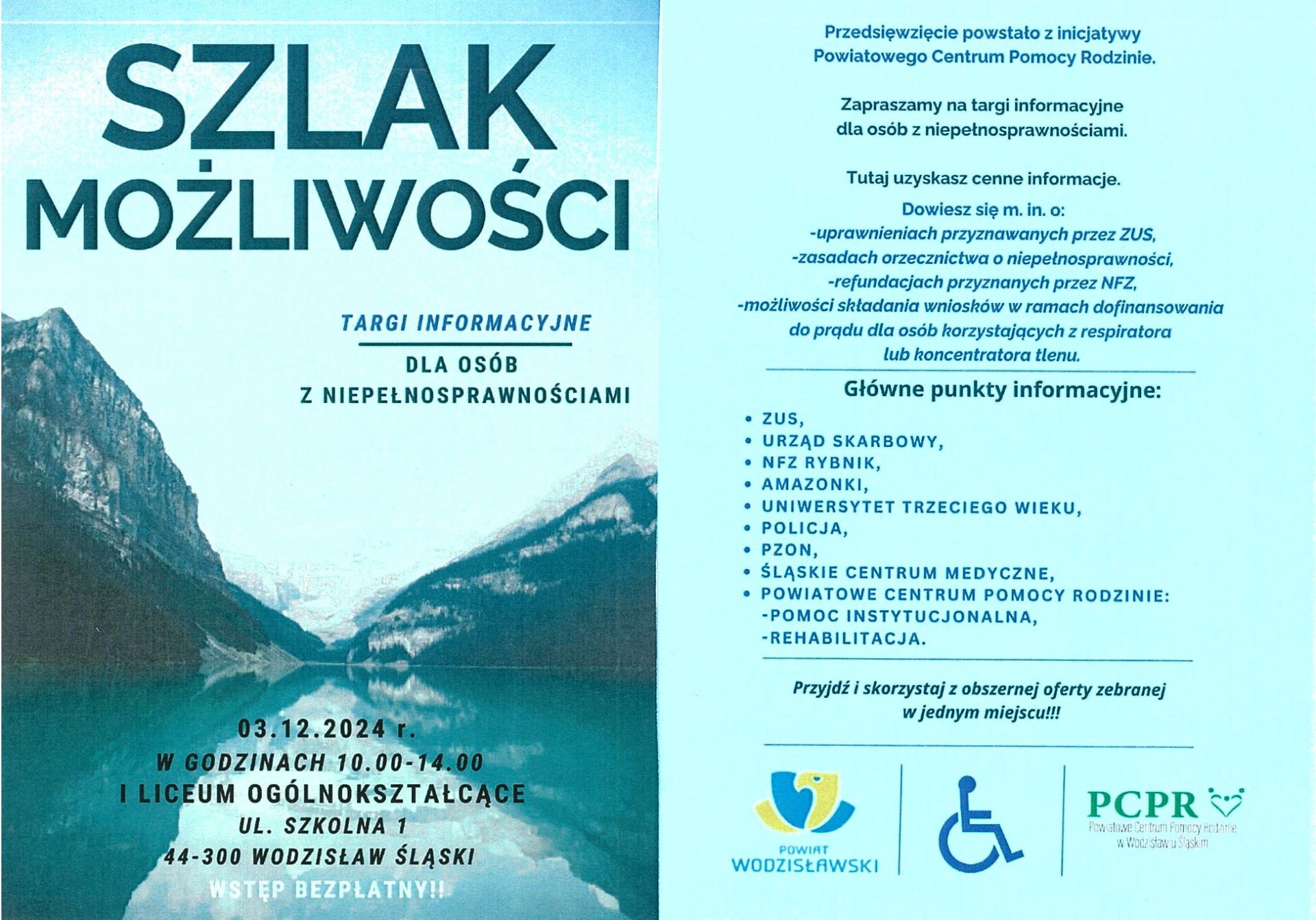 ulotka dotycząca targów informacyjnych